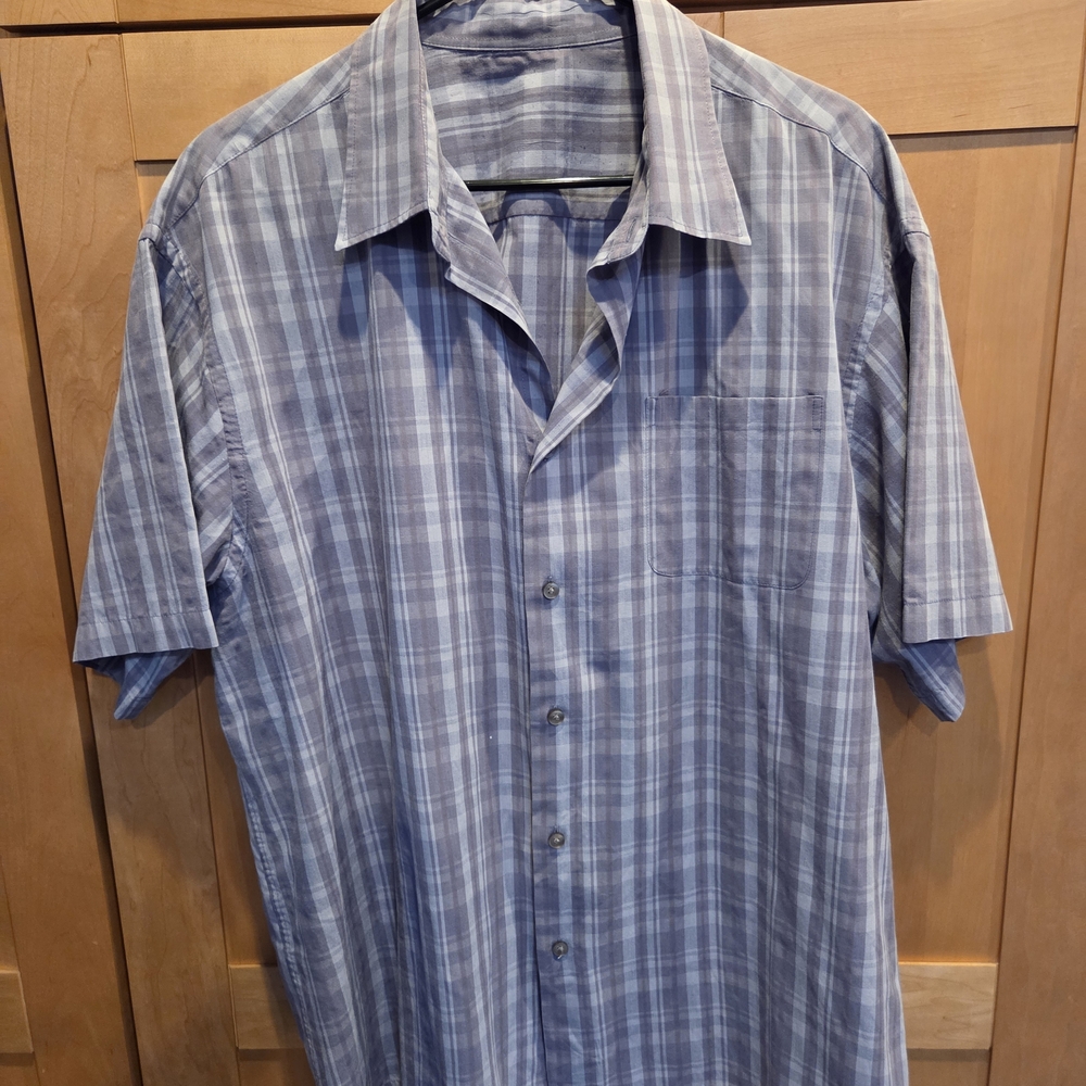 Men's Blue Plaid Short Sleeve Shirt